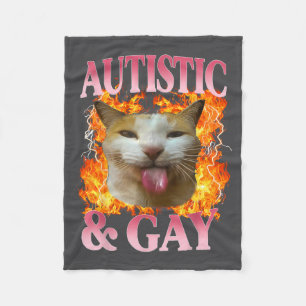 Cobertor De Velo Dito engraçado de humor de gato autista e gay meme