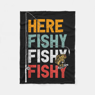 Cobertor De Velo Dito engraçado de pesca Gráfico vintage aqui peixe