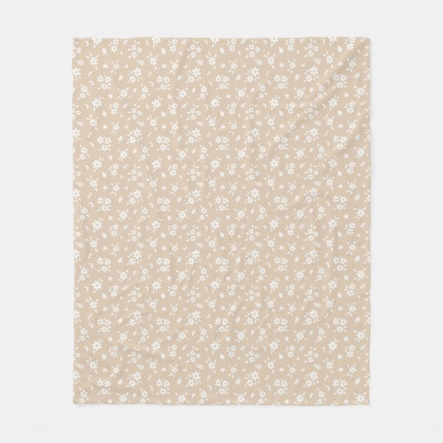 Cobertor De Velo Ditsy Floral Muted Neutral Soft Pale Tan Taupe (Frente)