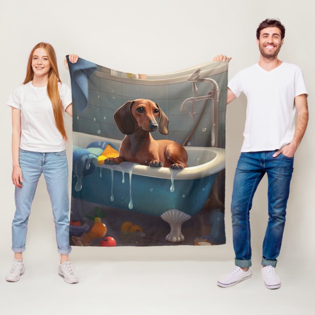 Cobertor De Velo Diversão do Dachshund no Banho  (In Situ)