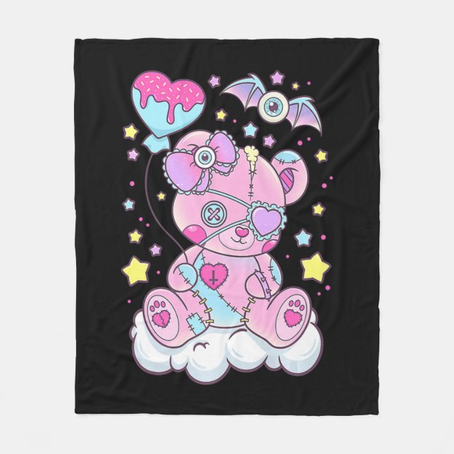 Cobertor De Velo Diversão do Gótico Kawaii Pastel Bonito Urso Cêmul (Frente)