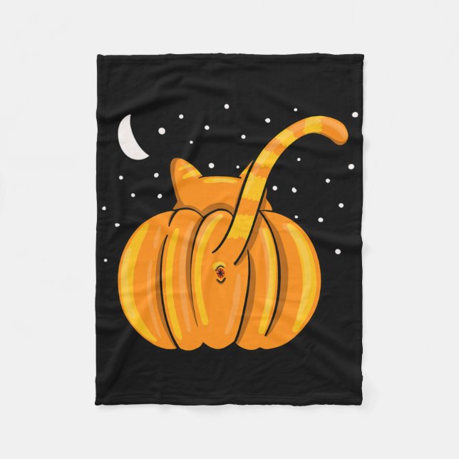 Cobertor De Velo Diversão do Halloween Bumbum Pumpkin Orange Tab (Frente)