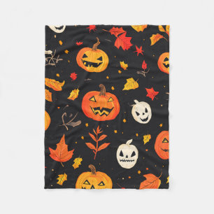 Cobertor De Velo Diversão do Halloween Pumpkin e deixa Impressão