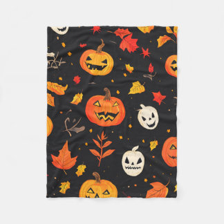 Cobertor De Velo Diversão do Halloween Pumpkin e deixa Impressão