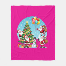 Cobertor De Velo **“Diversão Natalina com Múltiplos Papais Noel – T