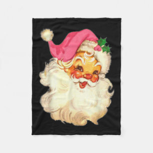 Cobertor De Velo Diversão Vintage Rosa Papai Noel Rosa Design de Na
