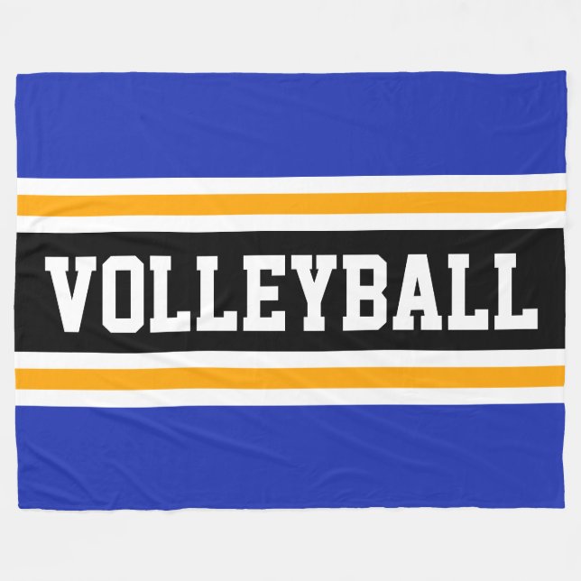 Cobertor De Velo Diversão VOLLEYBALL Marinho Blue Yellow Strips (Frente (Horizontal))