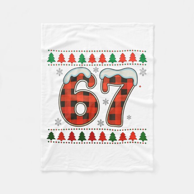Cobertor De Velo Divertido 67 Seis Sete Esquadrão Meme Natal Suéter (Frente)