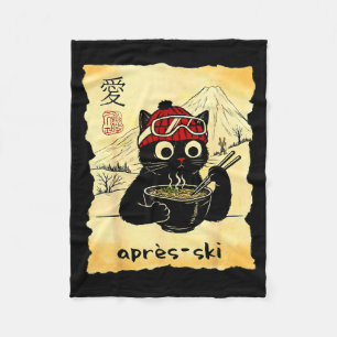 Cobertor De Velo Divertido Après Gato Esqui Come Ramen Japonês Kawa