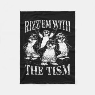 Cobertor De Velo Divertido rizz em com o meme de pinguim retro tism
