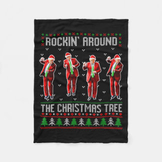 Cobertor De Velo Divertido Trump Rockin Ao Redor Da Árvore De Natal