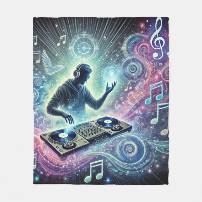 Cobertor De Velo DJ com fundo Fleece Blanket (Frente)