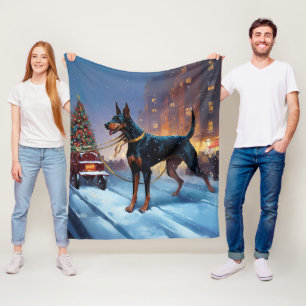 Cobertor De Velo Doberman Christmas Fesason Season
