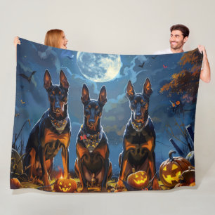 Cobertor De Velo Doberman Halloween Spooky