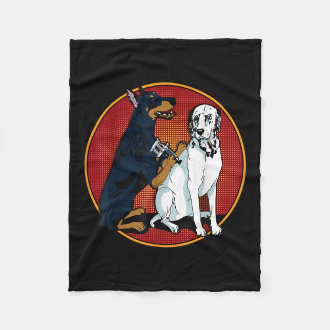 Cobertor De Velo Doberman, Moçável, Cujo Cão Dalmático Tatuando (Frente)