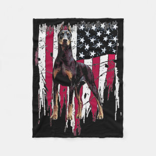Cobertor De Velo Doberman Pinscher American Flag Usa Incrível
