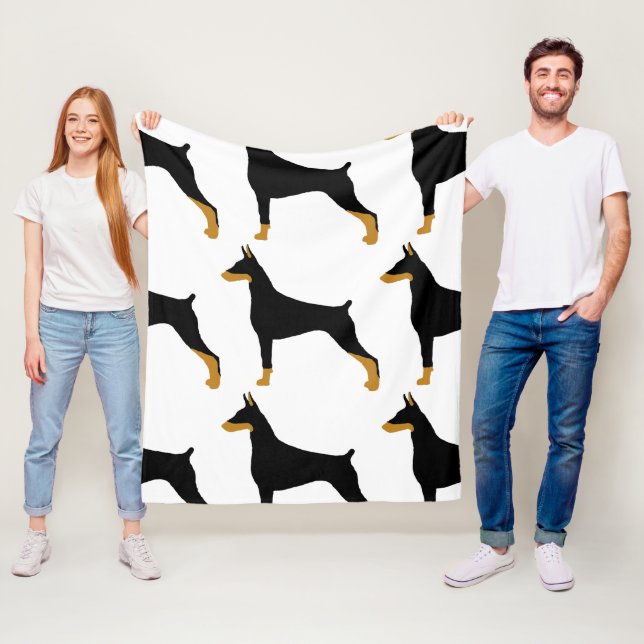 Cobertor De Velo Doberman Pinscher - silhueta preta e castanha (In Situ)