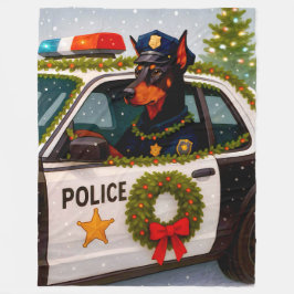 Cobertor De Velo Doberman Police Holiday Blanket 