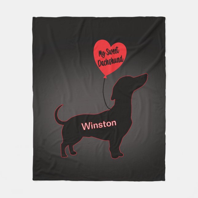 Cobertor De Velo Doce Dachshund: Balão do Coração (Frente)