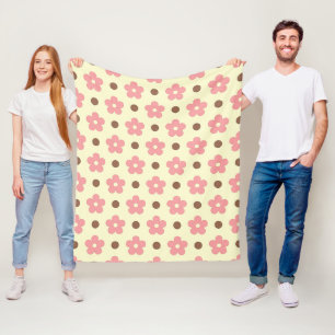 Cobertor De Velo Doce Floral Rosa e Pontos Marrons Retrô