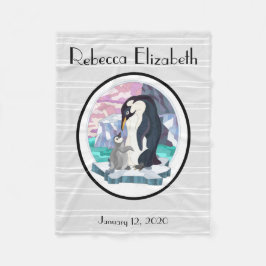 Cobertor De Velo Doce Mama e Pinguins Bebês, personalizado