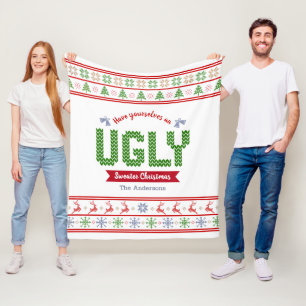 Cobertor De Velo Docente de Natal Feio Knit Verde Branco Nórdico