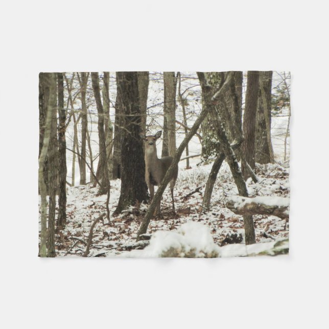 Cobertor De Velo Doe Deer in the Snow (Frente (Horizontal))