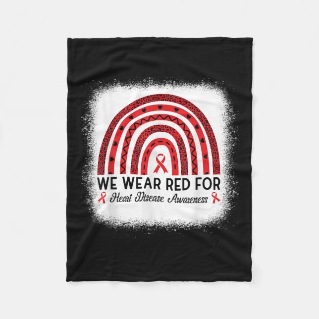 Cobertor De Velo Doença Cardíaca Consciência Arco-Íris Vermelho Cor (Frente)