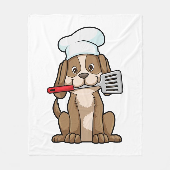 Cobertor De Velo Dog as Cook with Chef's hat & Spatula (Frente)