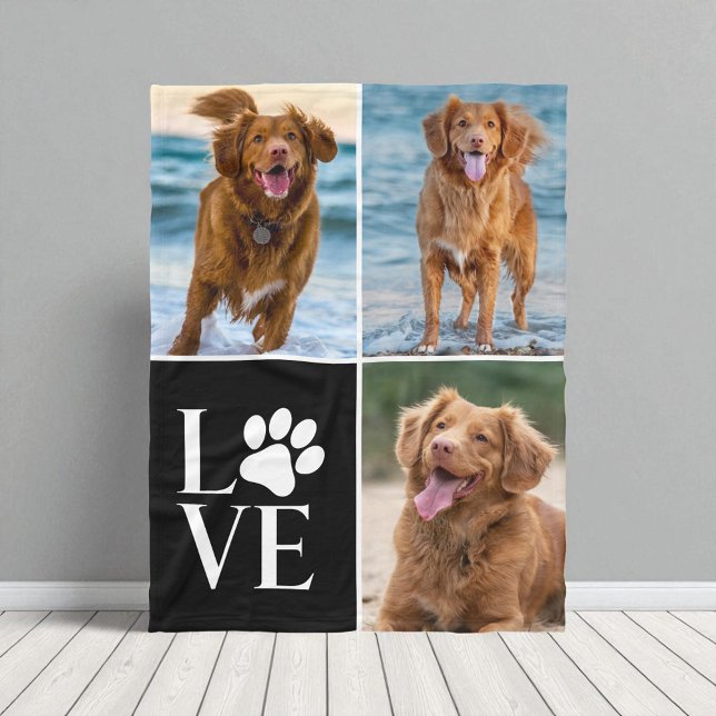 Cobertor De Velo Dog Lover Paw Print Cute Pet 3 Photo Collage  (Criador carregado)