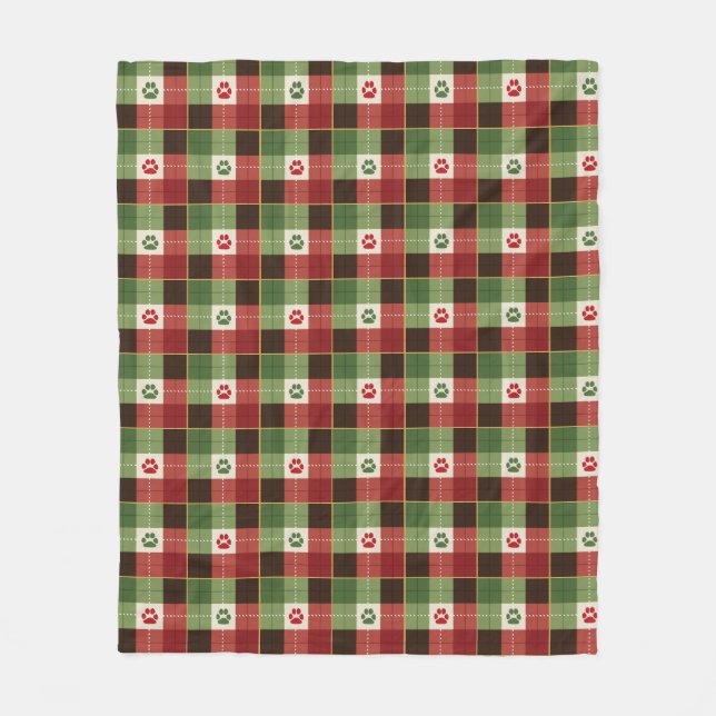 Cobertor De Velo Dog Lovers Paw Print Plaid (Frente)