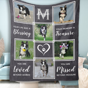 Cobertor De Velo Dog Memorial Gift- Pet Losse Monogramo Cão Keepsas