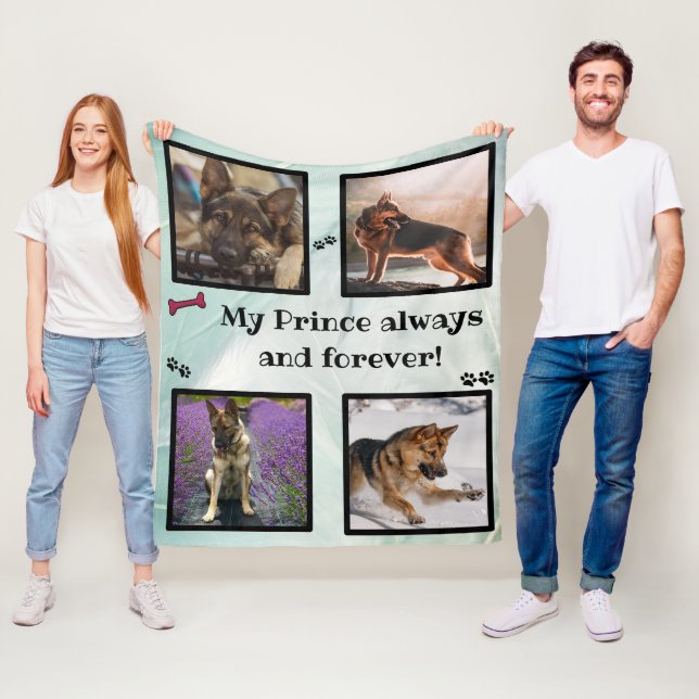 Cobertor De Velo Dog photo collage green memorial (In Situ)