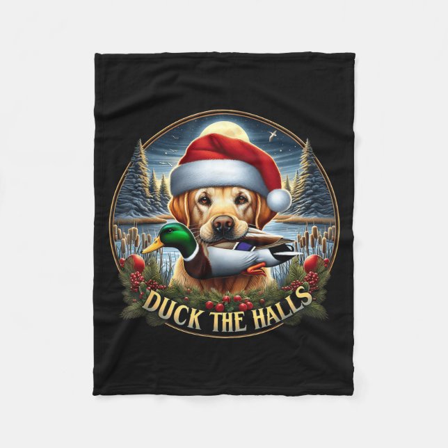 Cobertor De Velo Dog Santa Duck Hunting Christmas Funny Adventure A (Frente)
