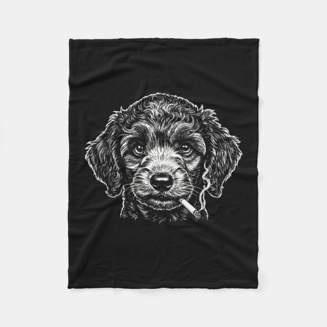 Cobertor De Velo Dog Smoking Cigarette Funny Poodle Meme  (Frente)