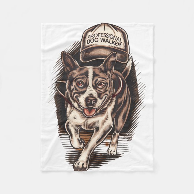 Cobertor De Velo Dog Waking Professional Dog Walker Hat Graphic  (Frente)