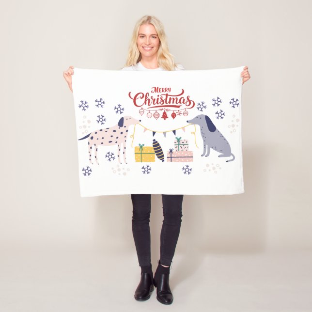 Cobertor De Velo Dogs and Gifts Merry Christmas (In Situ)