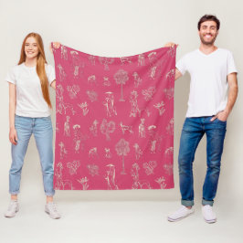 Cobertor De Velo Dogs Lady Toile de Jouy Dark Cor Rosa