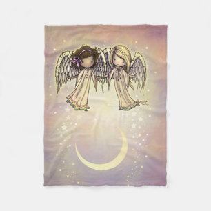 Cobertor De Velo Dois Anjinhos numa Noite Estrelada Arte