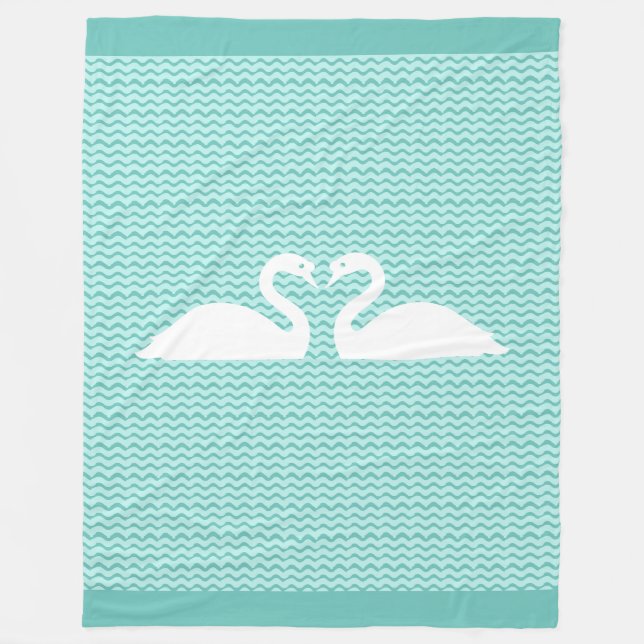 Cobertor De Velo Dois Cisnes e Padrão de Onda (Frente)