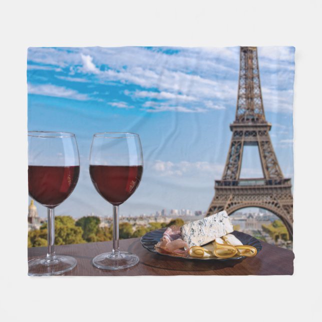 Cobertor De Velo Dois copos de vinho no café em Paris (Frente (Horizontal))
