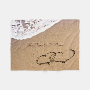 Cobertor De Velo Dois Corações Na Areia