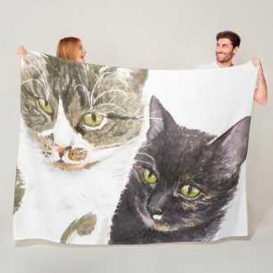 Cobertor De Velo Dois gatos - tabby e tortie