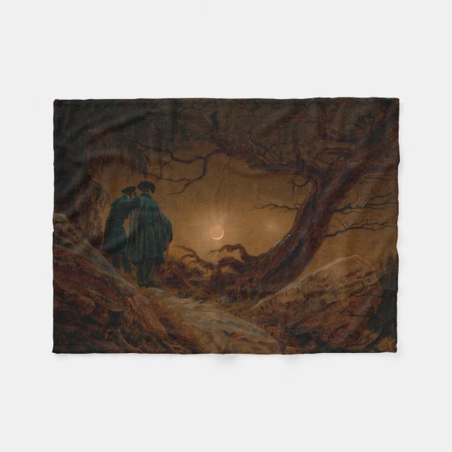 Cobertor De Velo Dois Homens Olhando para a Lua à Noite (Frente (Horizontal))