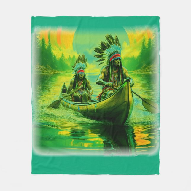 Cobertor De Velo Dois índios Estão Removendo No Lago (Frente)