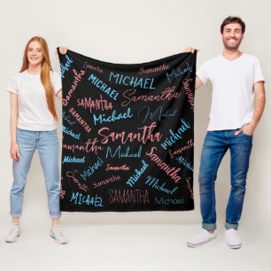Cobertor De Velo Dois nomes casal padrão monograma rosa claro azul
