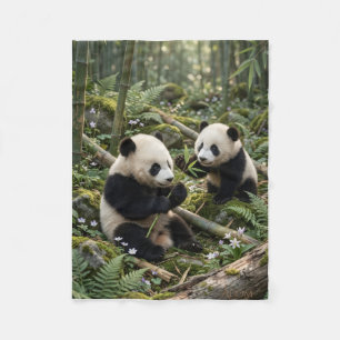 Cobertor De Velo Dois Ursos Panda Floresta de Bambu Vida Selvagem N