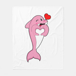 Cobertor De Velo Dolphin Love Heart