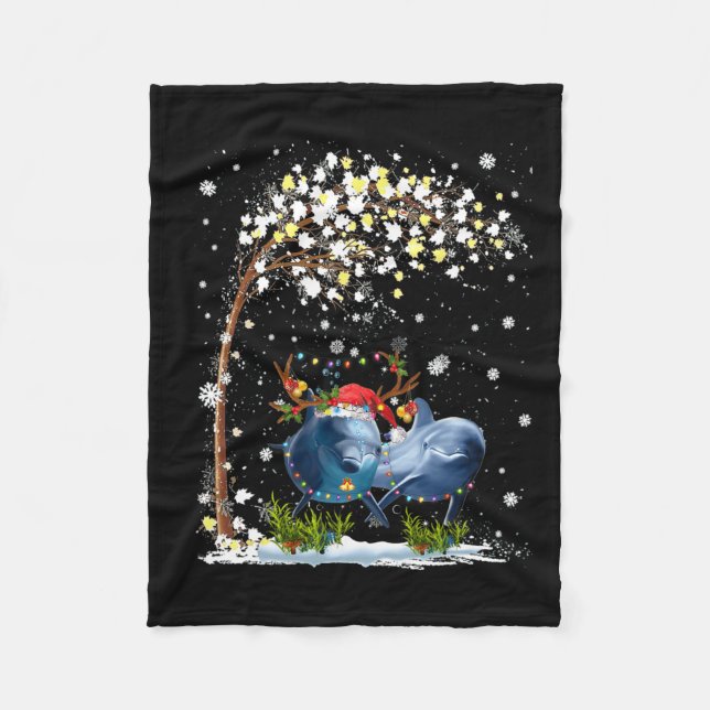 Cobertor De Velo Dolphin Reindeer Hate Papai noel Árvore De Natal E (Frente)