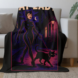 Cobertor De Velo Dona de Gato Sassy Comic Art Gatos Pretos Mãe Noit